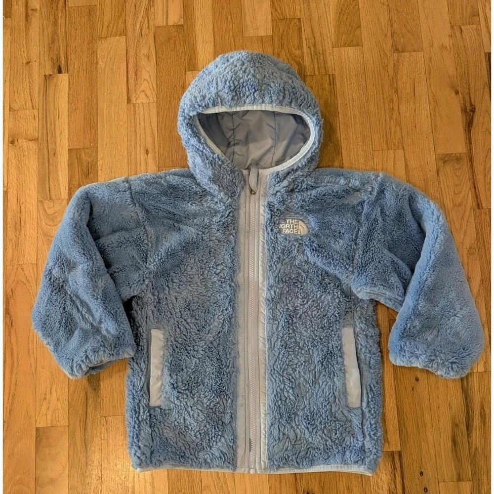 THE NORTH FACE Kids XS Reversible Shasta Jacket Blue Puffer Coat Sherpa Hooded